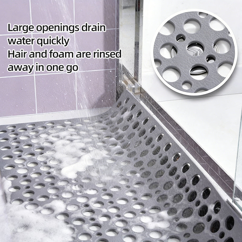 SJEHOME Shower Mats for Elderly and Kids Non Slip Bathtub Mat with Strong Suction Cups Quick Drain Holes,30x17 in, Gray