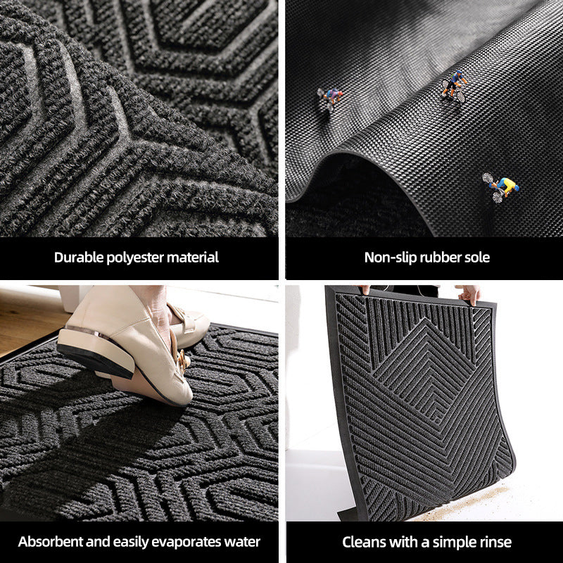 SJEHOME Front Door Mats Indoor Outdoor Entrance Sturdy Natural Rubber, Fade Resistant, Low Profile, Easy Clean Patio Porch Entryway Mat, 29x18