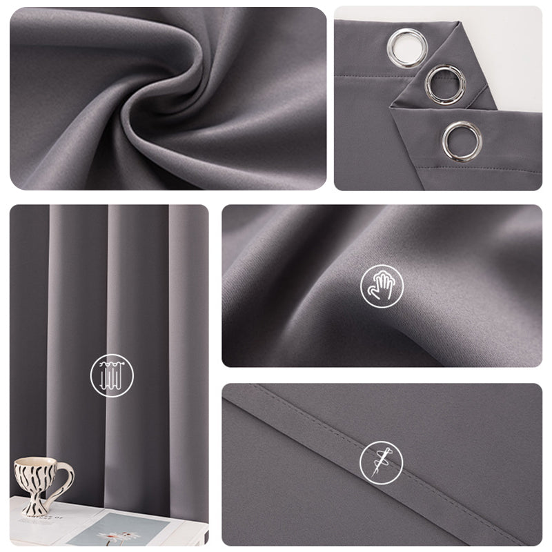 SJEHOME Black Solid Thermal Grommet Blackout Curtains for Bedroom Window 2 Panels