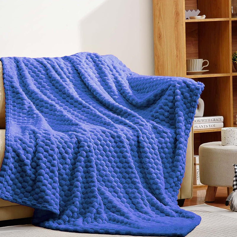 SJEHOME Blue Throw Blanket Lap Rugs for Couch Sofa,Lightweight Plush Soft Fleece Blankets,50x70 Inches