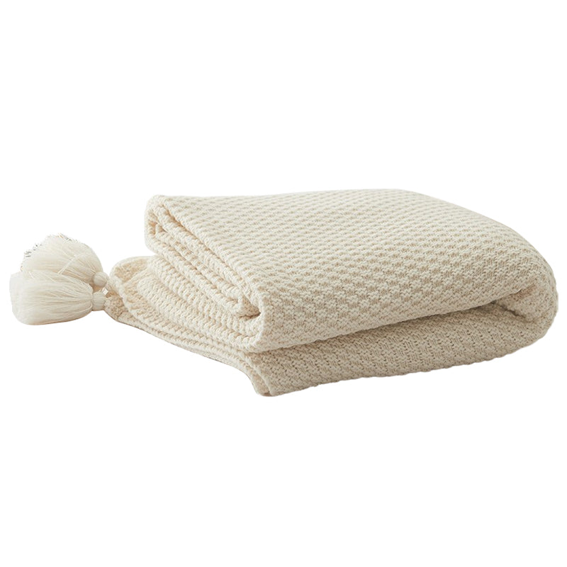 SJEHOME Sofa Blanket Knitted Pom-pom Wool Bed blankets for Summer Spring