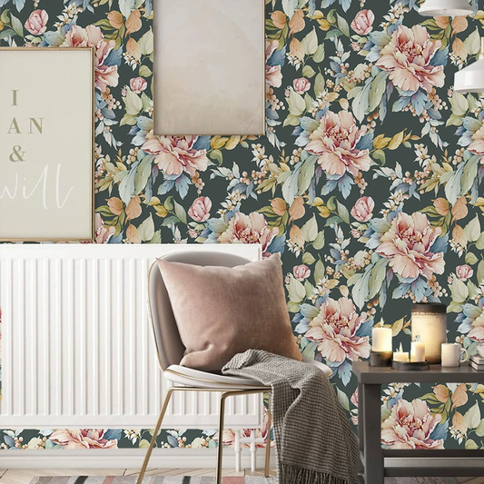 SJEHOME  Vintage Floral Peel and Stick Wallpaper Boho Floral Contact Paper 17in x110in Flower Wallpapers Stick Flower  for Bedroom Removable Decorative