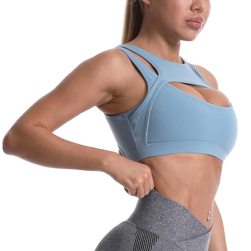 SHINYYEP Push Up Sports Bras for Women Padded Sexy Yoga Bra Hollow Cut Out Crop Top Workout Tops Medium Support