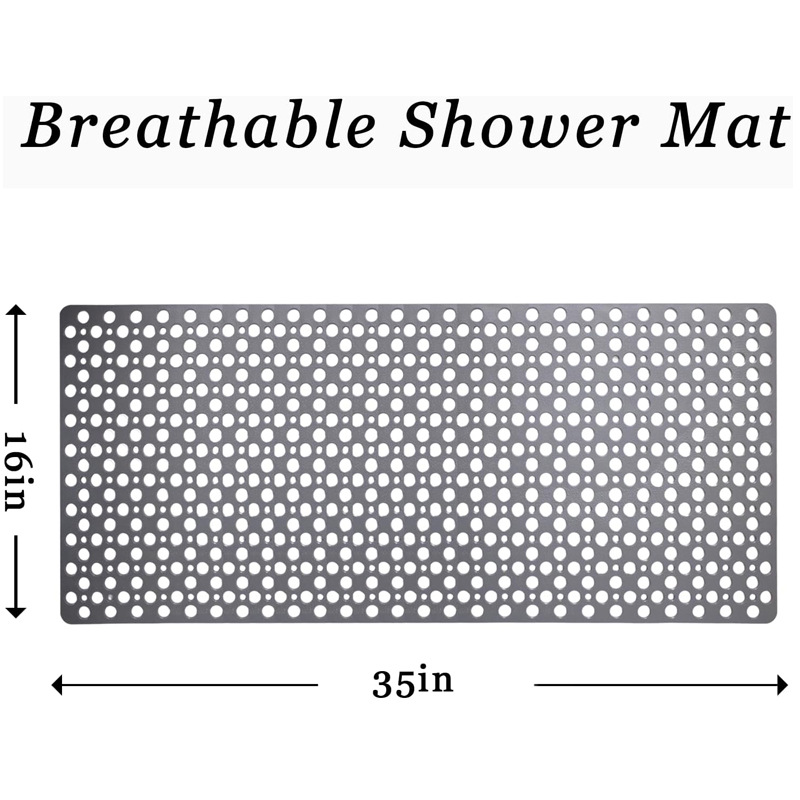 SJEHOME Shower Mats for Elderly and Kids Non Slip Bathtub Mat with Strong Suction Cups Quick Drain Holes,30x17 in, Gray