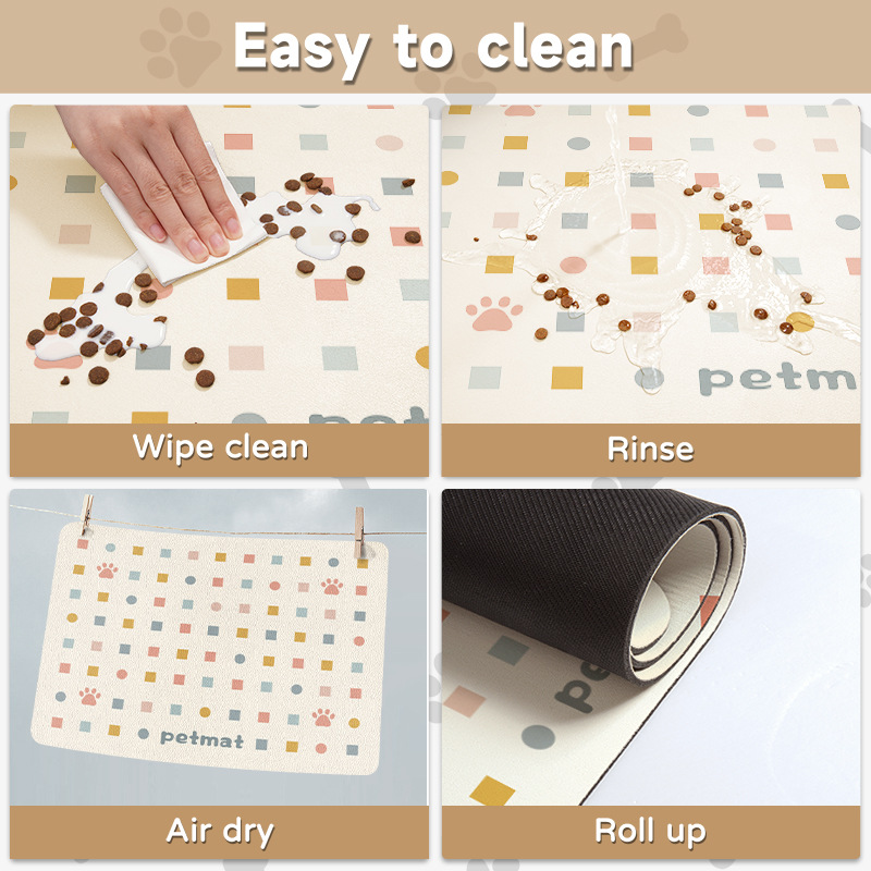 SJEHOME Pet Feeding Mats for Dogs and Cats  Food and Water Spill Prevention Mat 18 x 12 Inches