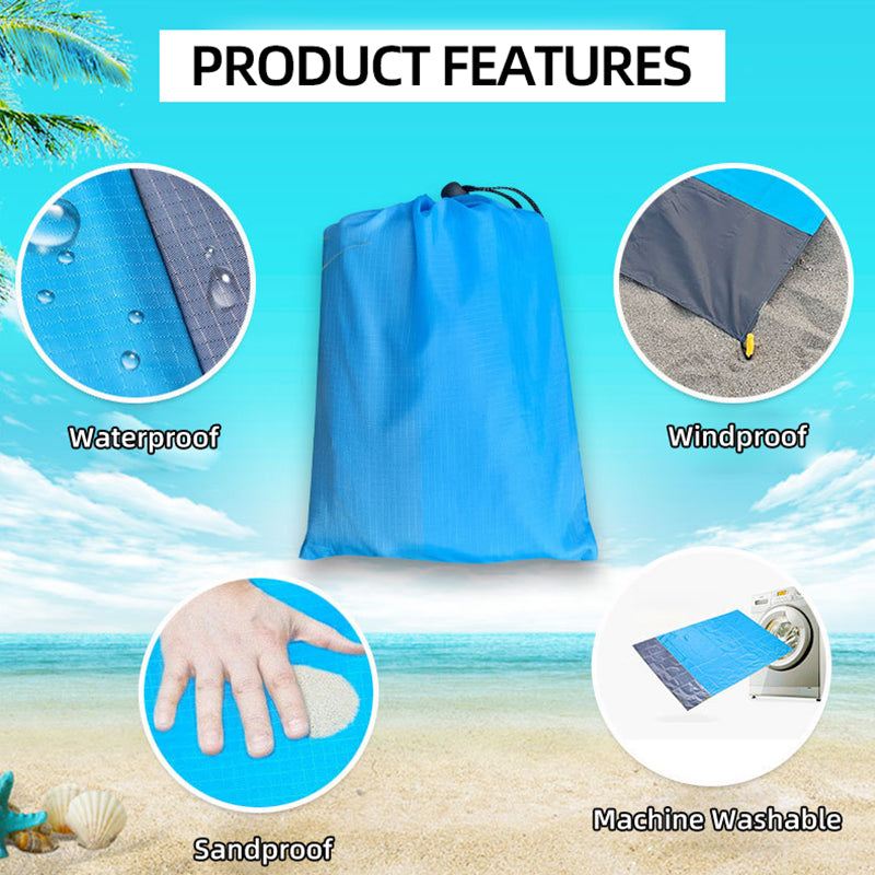 SJEHOME Beach Blanket Waterproof Sandproof Beach Mat 79" X 83" for 2-6 Adults Quick Drying Outdoor Picnic Mat Beach Accessories for Travel