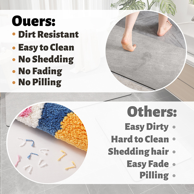 SJEHOME Bath Mats Household Non-slip Mat Absorbent and Quick-drying Mat for Shower Floor,23x15 Mat, Gray