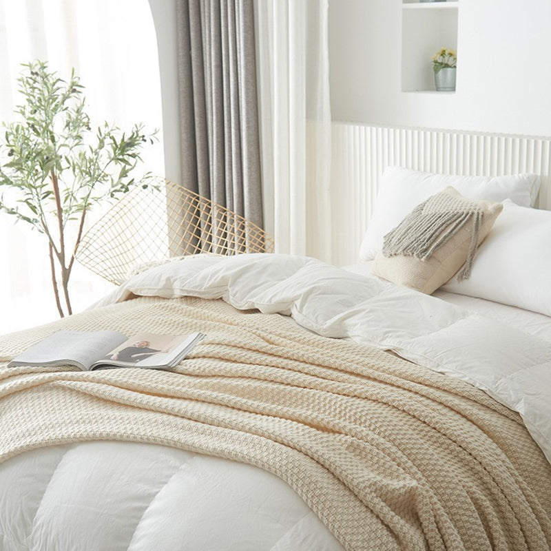 SJEHOME Sofa Blanket Knitted Pom-pom Wool Bed blankets for Summer Spring