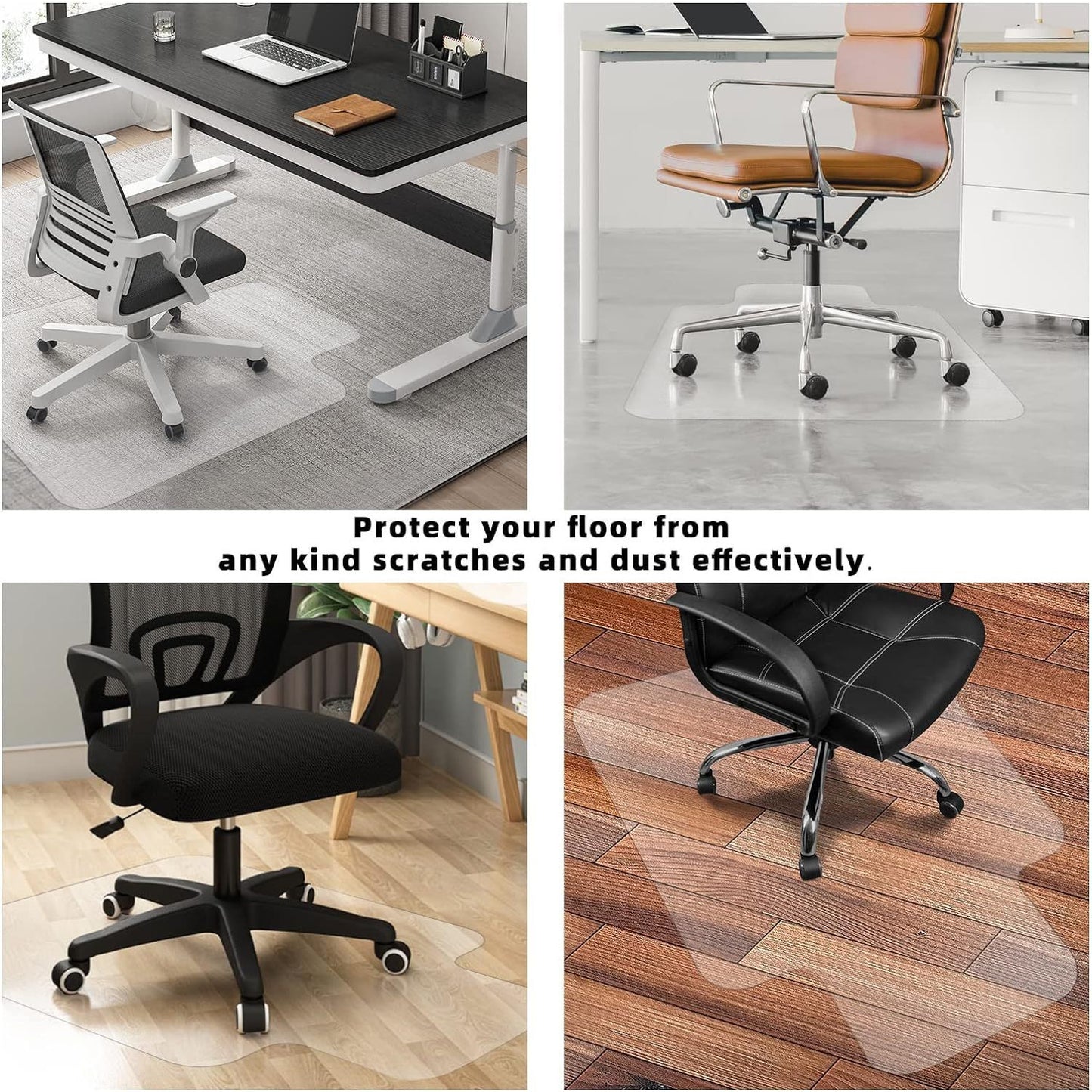 SJEHOME Clear Chair mat for Hard Floors Transparent Floor Mats Wood Tile Protection Mat for Office Home (36" X 48" Rectangle)