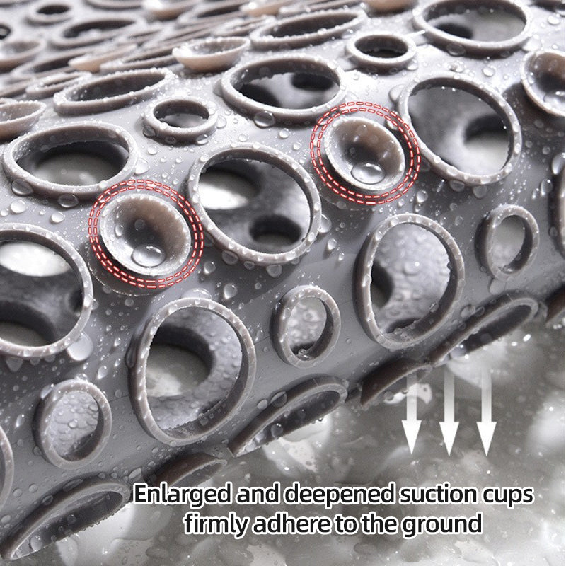 SJEHOME Shower Mats for Elderly and Kids Non Slip Bathtub Mat with Strong Suction Cups Quick Drain Holes,30x17 in, Gray