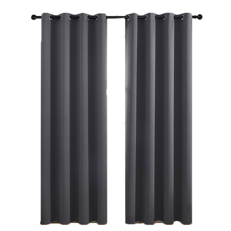 SJEHOME Black Solid Thermal Grommet Blackout Curtains for Bedroom Window 2 Panels
