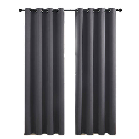 SJEHOME Black Solid Thermal Grommet Blackout Curtains for Bedroom Window 2 Panels