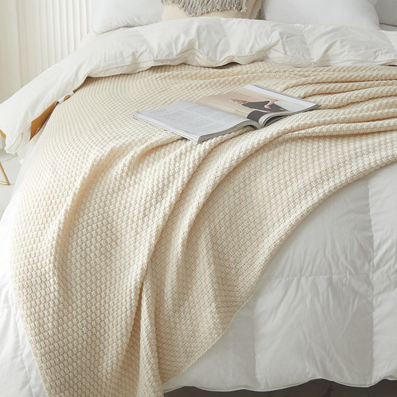 SJEHOME Sofa Blanket Knitted Pom-pom Wool Bed blankets for Summer Spring