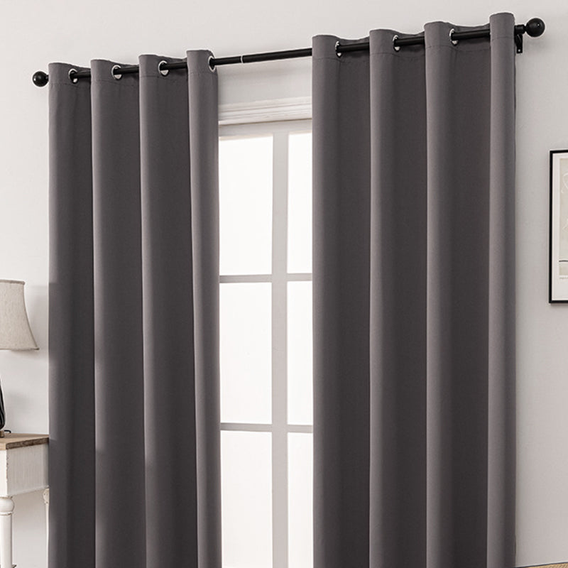 SJEHOME Black Solid Thermal Grommet Blackout Curtains for Bedroom Window 2 Panels