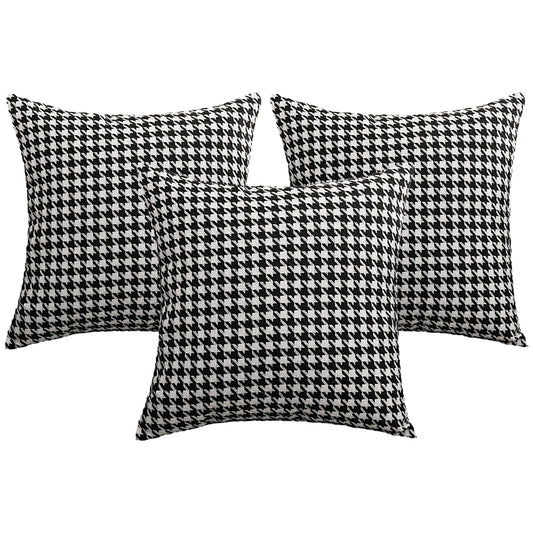SJEHOME 3 Piece Sofa Cushion Covers Individual Covers for Cushions,Black and White Checkered