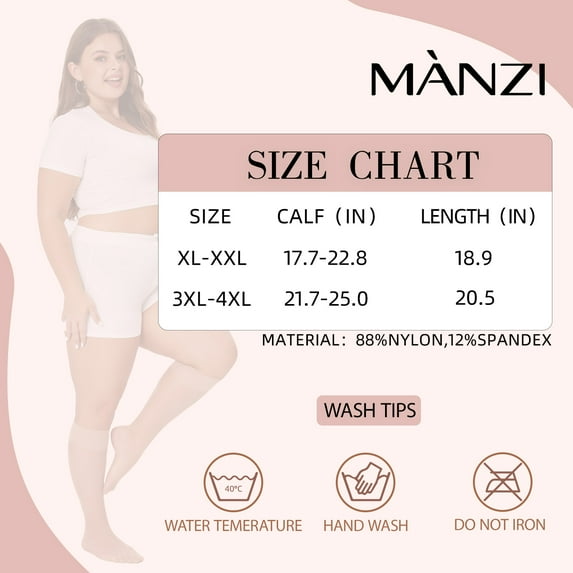 Manzi 6 Pairs Plus Size Knee High Stockings for Women Sheer Nylons Socks